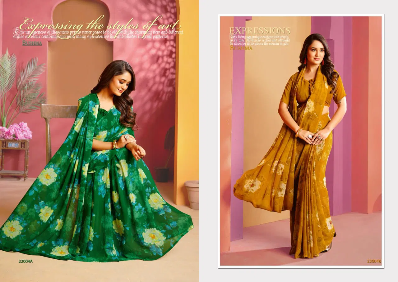Finest Florals By Sushma Printed Weightless Fabric Sarees Wholesale Clothing Distributors In India